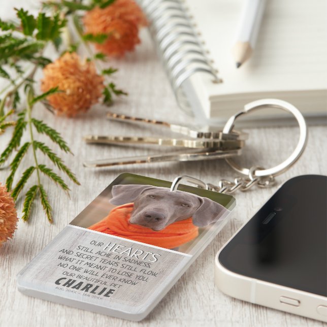 Bois rustique léger | Mémorial photo pour animaux (Devant droit)