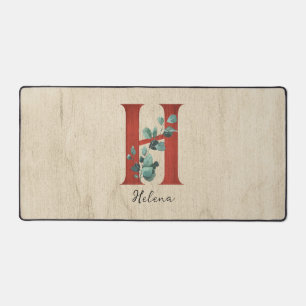 Bois rustique & Lettre Eucalyptus H Personnalisé
