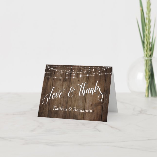 Bois rustique Lumières blanches Aimer & Merci (Devant)