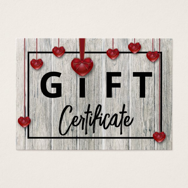 Bois rustique Moderne Valentines Day Hearts Carte  (Devant)