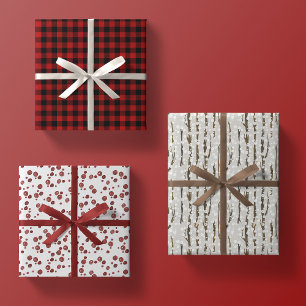 bois rustique noël cadeau emballage papier trio