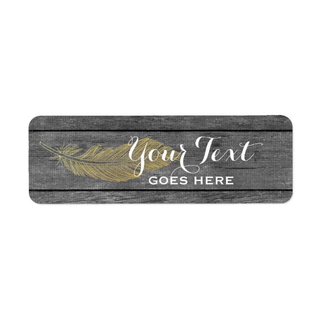 Bois rustique & Plumes d'or moderne Bohème Chic (Devant)