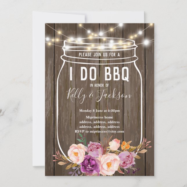 bois rustique, pot, j'invite barbecue invitation (Devant)