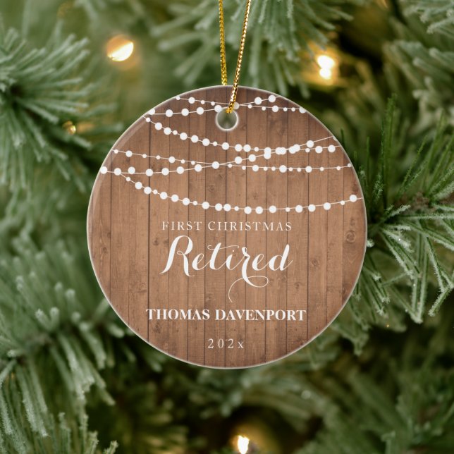 Bois rustique Retraité 1er Noël Ornement céramique (Arbre)