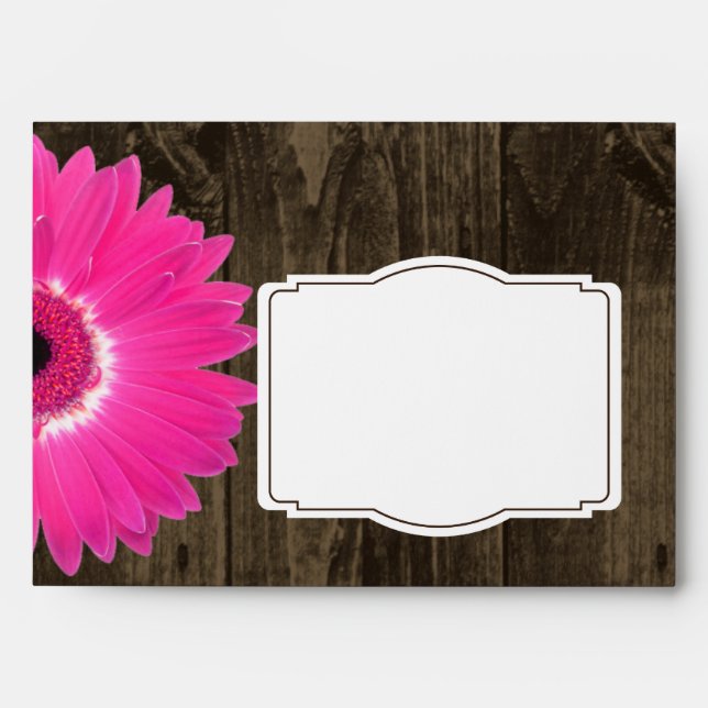 Bois rustique rose chaud Gerber Daisy Enveloppes p (Devant)