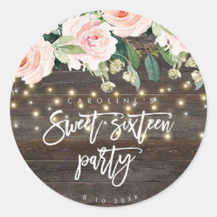 bois rustique rose floral doux 16 sticker