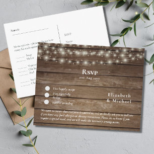 Bois rustique RSVP avec Modèle de menu