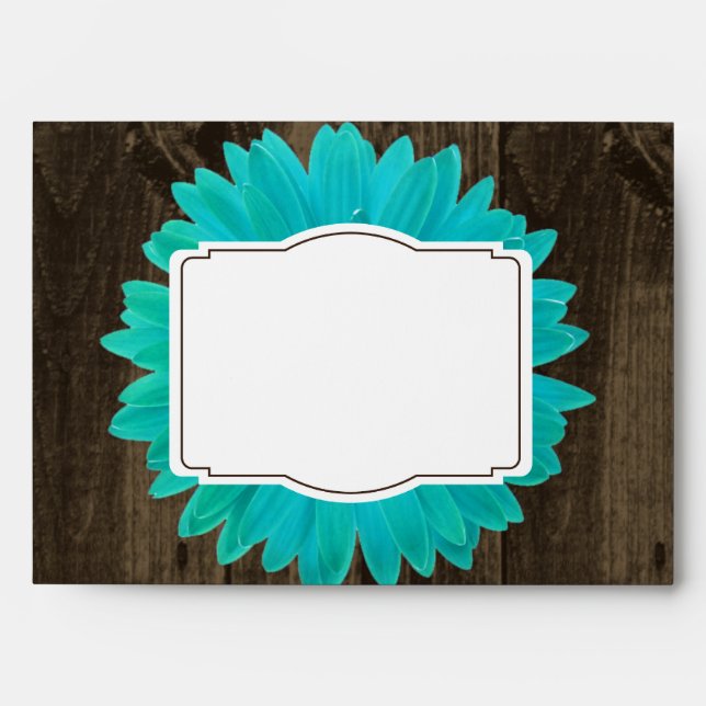 Bois rustique Turquoise Gerber Daisy Enveloppes pe (Devant)