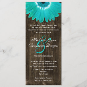 Bois rustique Turquoise Gerber Daisy Invitations d