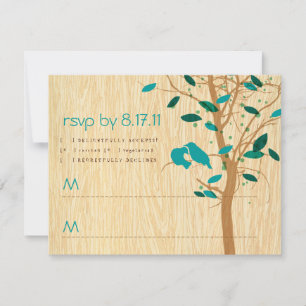 Bois veiné avec oiseaux de l'amour RSVP