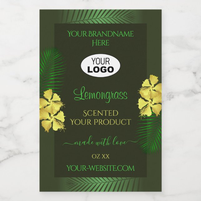 Bois vert Étiquette Hibiscus jaune Logo (Étiquettes simples)