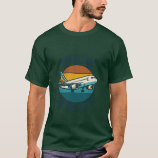 Boise Airport Badge with Jet and Sunset Horizon T-Shirt