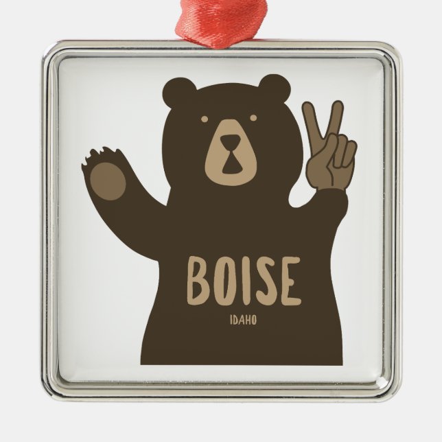 Boise Idaho Peace Bear Metal Ornament (Front)
