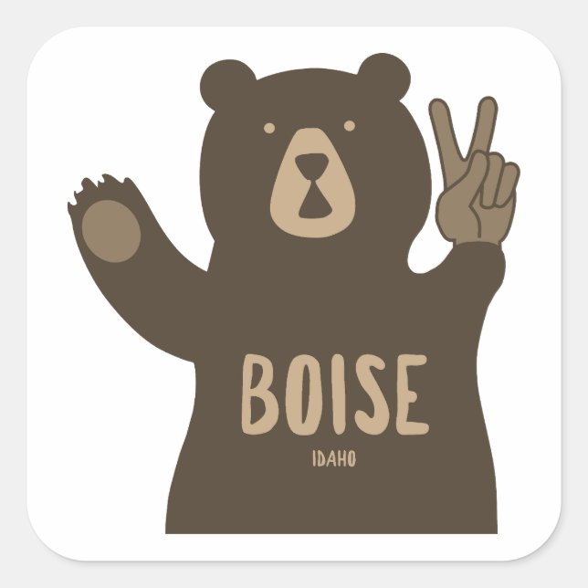 Boise Idaho Peace Bear Square Sticker (Front)