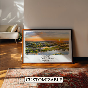 Boise Idaho Poster, Watercolor, Custom Poster