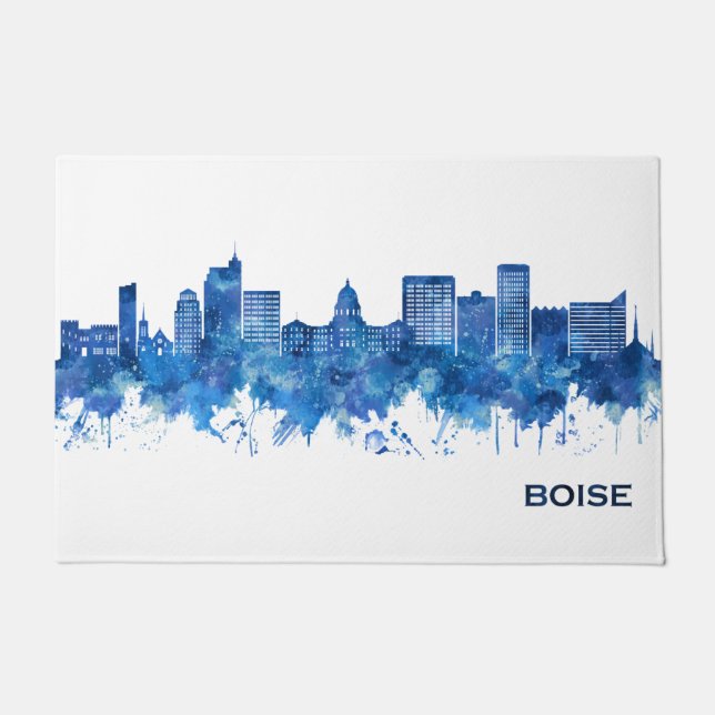 Boise Idaho Skyline Blue Doormat (Front)