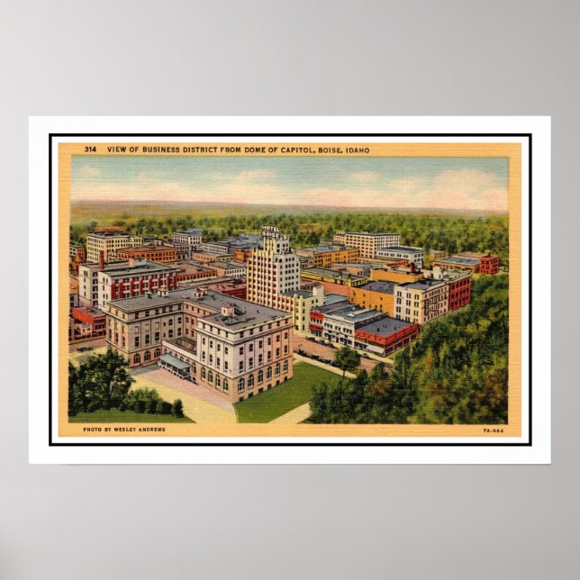 Boise Idaho Vintage Poster Print (Front)