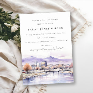 Boise, Idaho Watercolor Landscape Birthday Invitation