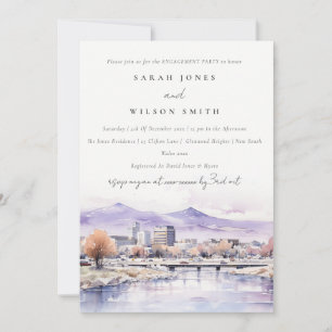 Boise, Idaho Watercolor Landscape Engagement Invitation