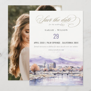 Boise, Idaho Watercolor Landscape Photo Wedding Save The Date