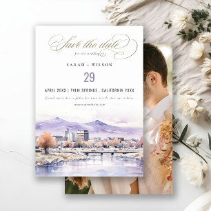 Boise, Idaho Watercolor Landscape Photo Wedding Save The Date