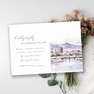 Boise, Idaho Watercolor Landscape Wedding Detail RSVP Card