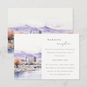 Boise Idaho Watercolor Landscape Wedding Reception Enclosure Card