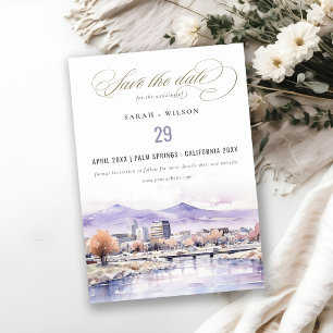 Boise, Idaho Watercolor Landscape Wedding Save The Date