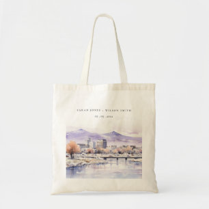 Boise, Idaho Watercolor Landscape Wedding Tote Bag
