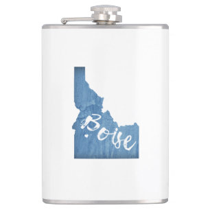 Boise, Idaho Wood Grain Hip Flask