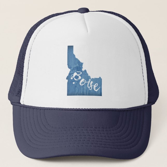 Boise, Idaho Wood Grain Trucker Hat (Front)