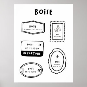 Boise - Travel Stamp Collection Vintage Design Poster