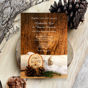 Boisier rustique et Faire-part de mariage en bois
