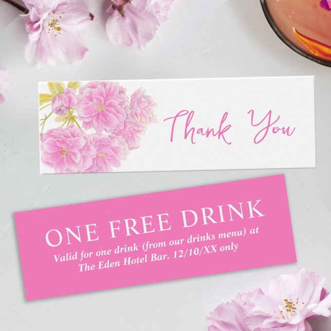 Boisson gratuite mariage voucher fleur rose (Créateur téléchargé)