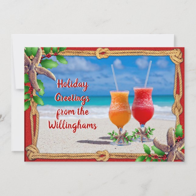 Boissons dans les Cartes de Noël Sable de Couple (Devant)