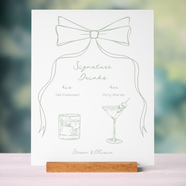 Boissons de signature de mariage dessinées à la ma (Neutre)