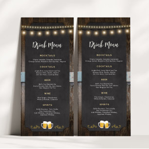 Boissons et bières rustiques 4x9 Menu boisson