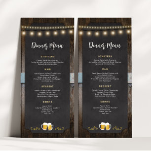 Boissons et bières rustiques 4x9 Menu du dîner