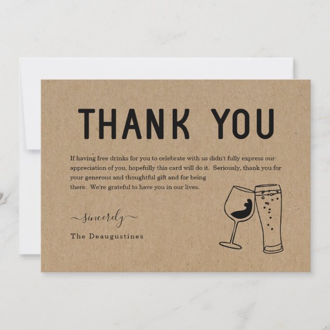 Boissons gratuites amusantes Vin & Bière Carte de  (Devant)