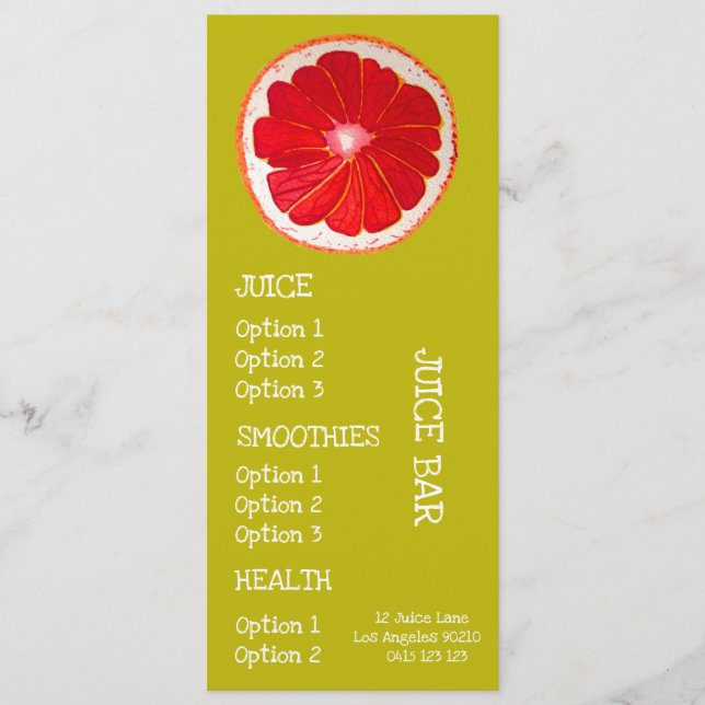 Boissons santé jus Menu Pamplemousse fruit (Devant)