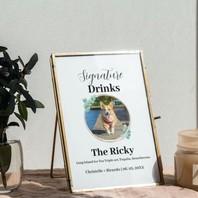 Boissons signées Chien simple bar mariage Poster (Créateur téléchargé)