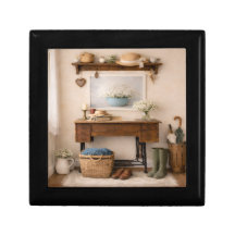 Boîte à bijoux de style cottage vintage maison de