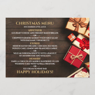 Boîte à cadeaux rustique, menu de Noël