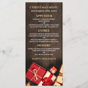 Boîte à cadeaux rustique, menu de Noël