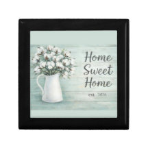 Cotton Flowers Farmhouse Jewelry Box Case