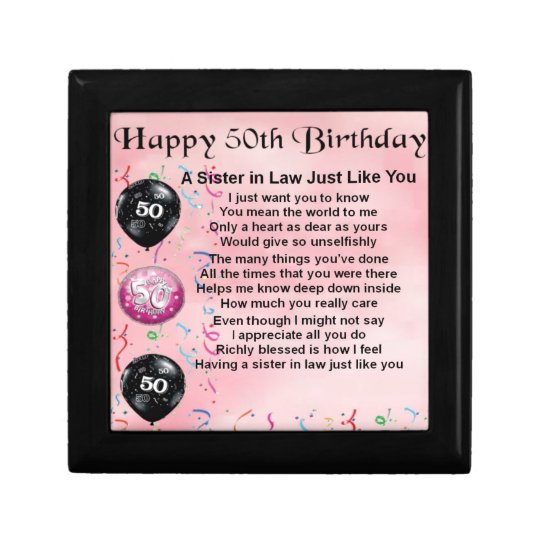 Boite A Souvenirs Poeme De Belle Soeur Cinquantieme Anniversaire Zazzle Ca