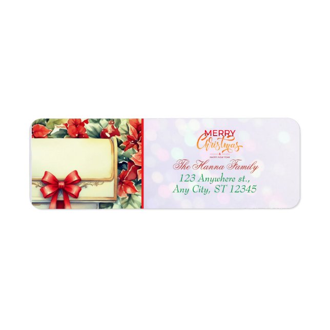 Boîte aux lettres Poinsettia personnalisée "Joyeux (Devant)