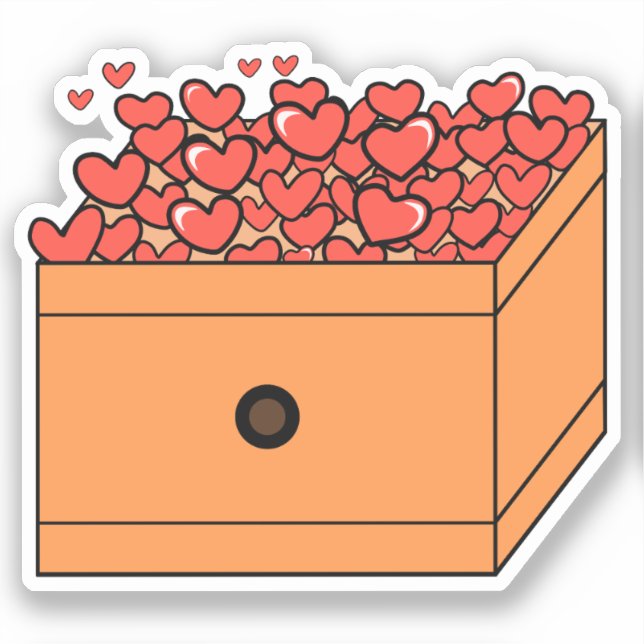 Boîte avec Sticker en Vinyle Coeur | Sticker Valen (Recto)