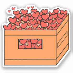 Boîte avec Sticker en Vinyle Coeur   Sticker Valen