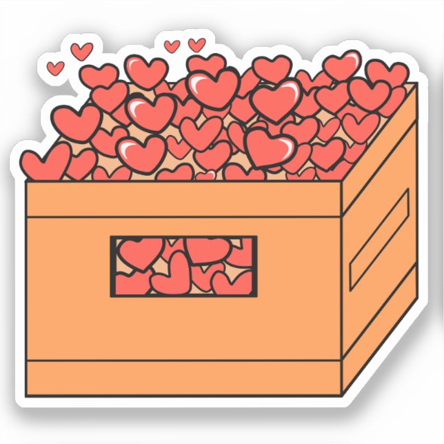 Boîte avec Sticker en Vinyle Coeur | Sticker Valen (Recto)